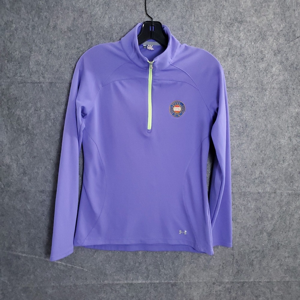 Under Armour Shirt Womens Medium Golf 1/4 Zip Pullover Heathered Purple Heatgear